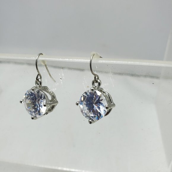 Isaac Mizrahi silver fishhook rhinestone stud earring - Picture 2 of 4